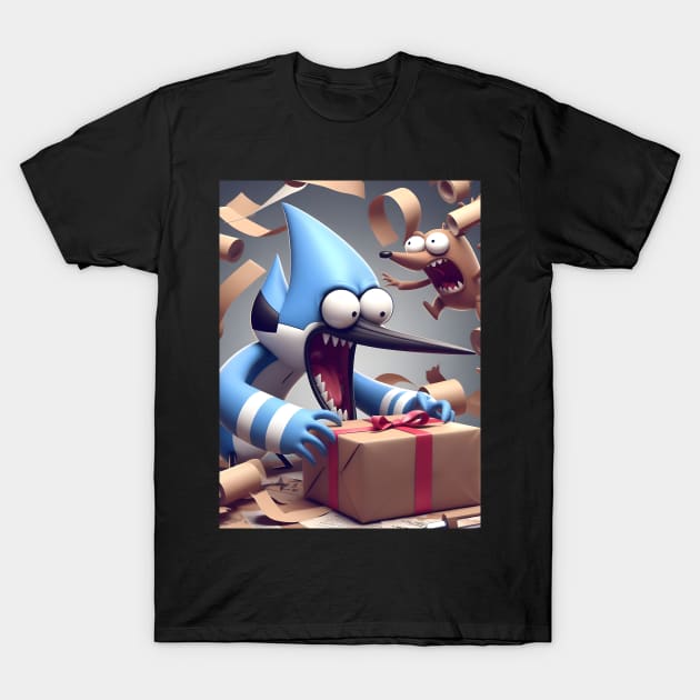 Festive Park Adventures Unveiled: Regular Show Christmas Art for Iconic Cartoon Holiday Designs! T-Shirt by insaneLEDP